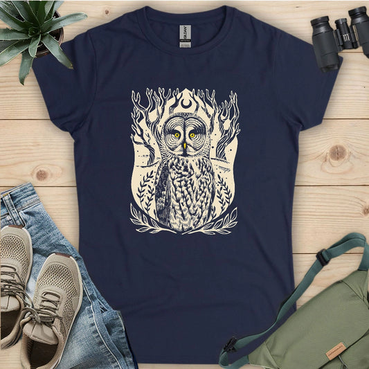 Great Grey Owl Linocut Women's T-shirt