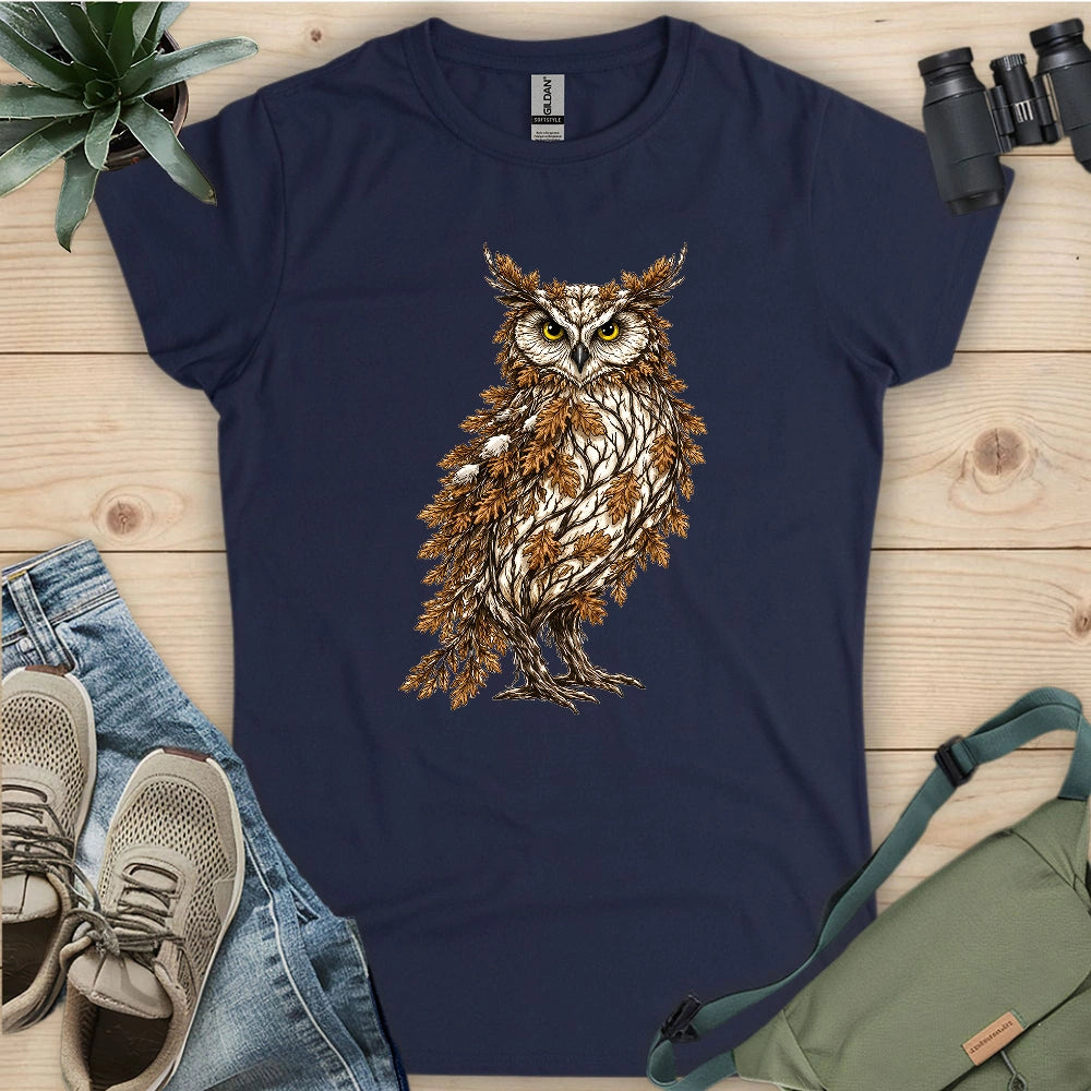 Great Horned Owl Made By Leaves Women's T-shirt
