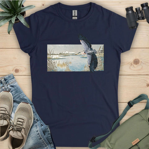 Heron Flying Over Marsh Women's T-shirt