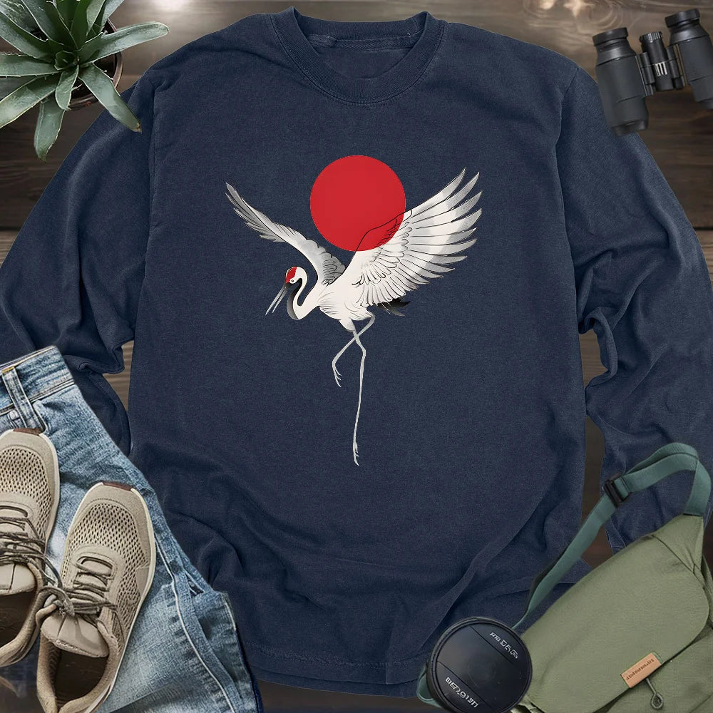 Japan Sun Crane Long Sleeve T-shirt