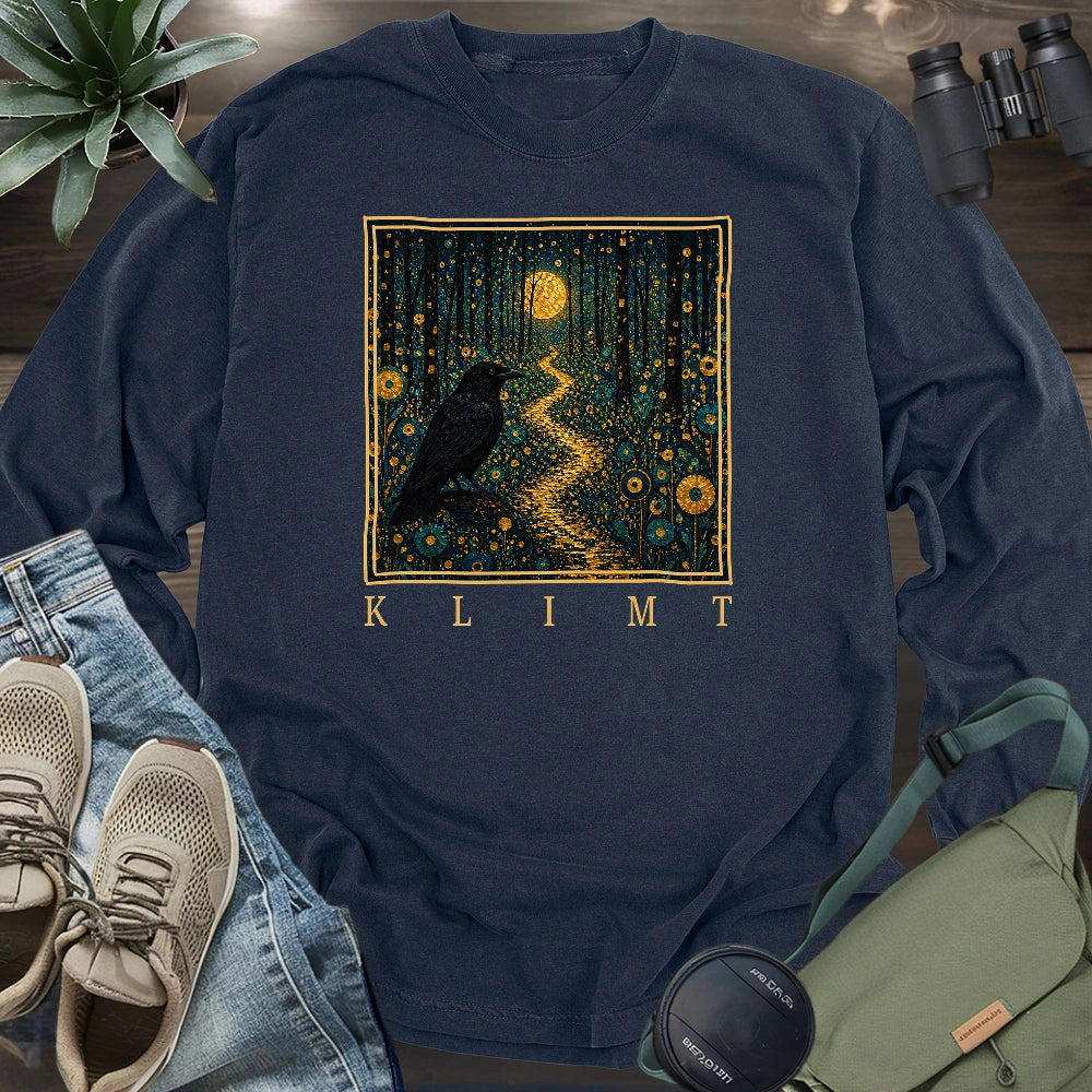 Klimt Crow On Golden Road Long Sleeve T-shirt