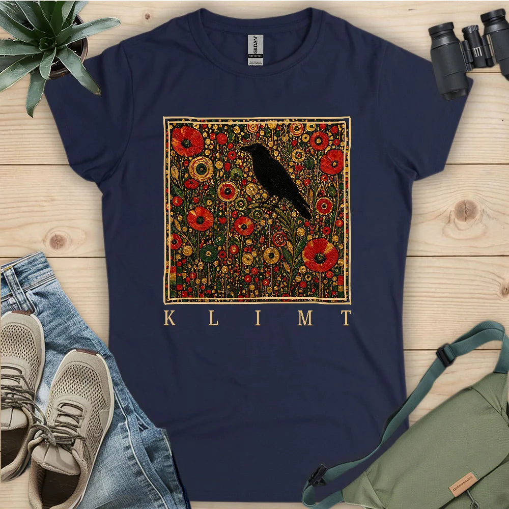 Klimt Raven In Flower Field Women's T-shirt