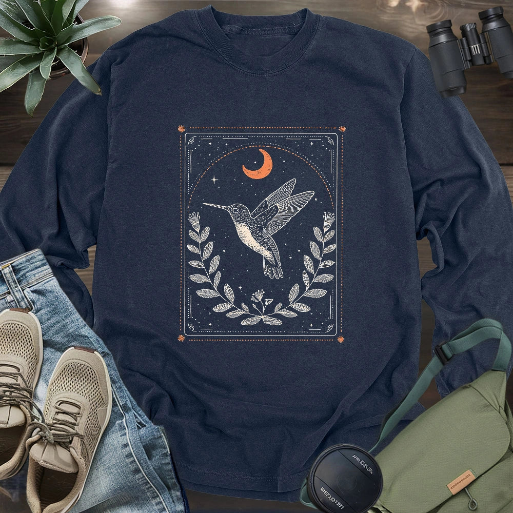 Moon Card Hummingbird Long Sleeve T-shirt