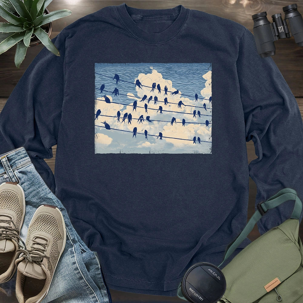 Music Stave On The Sky Long Sleeve T-shirt