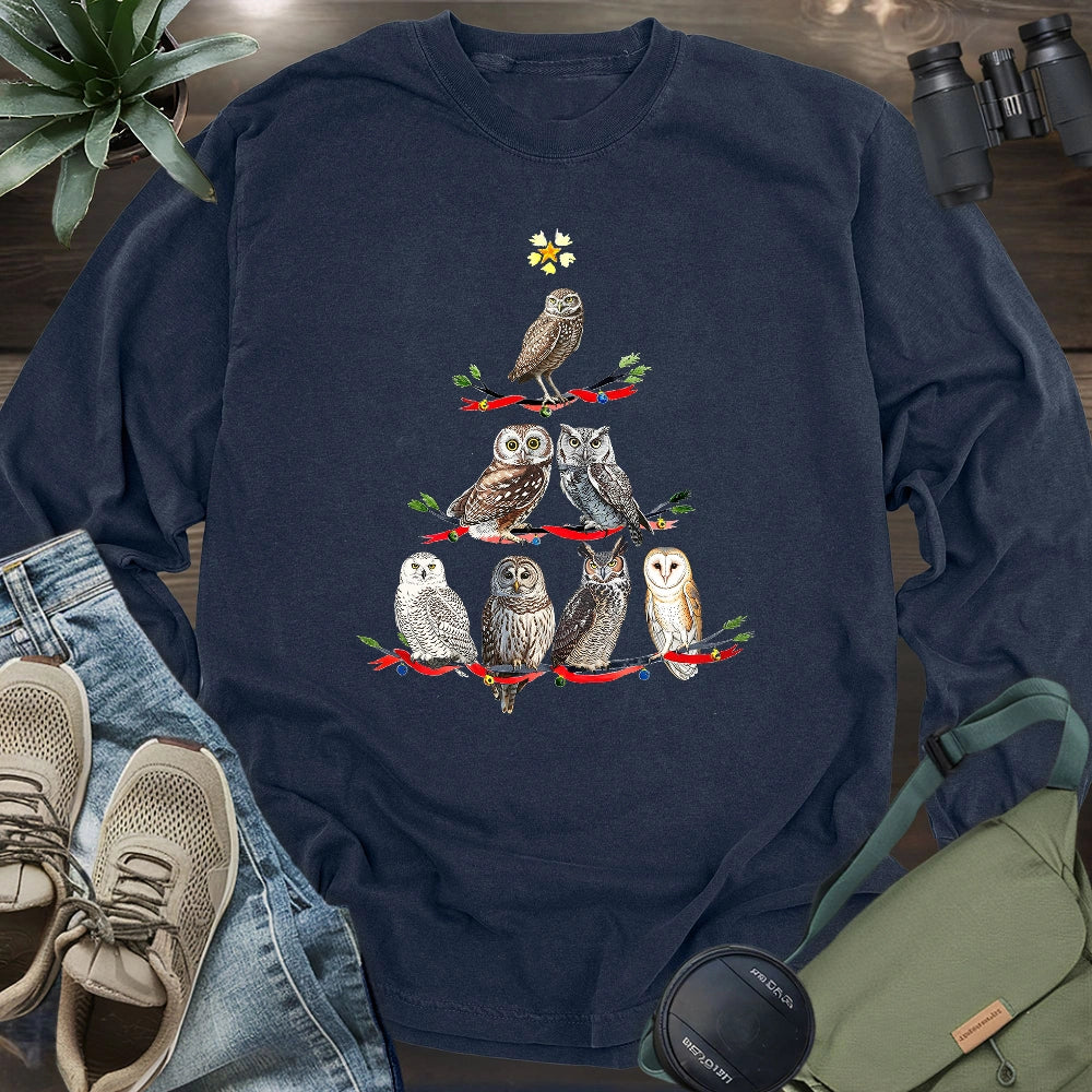 Owl Christmas Tree Long Sleeve T-shirt