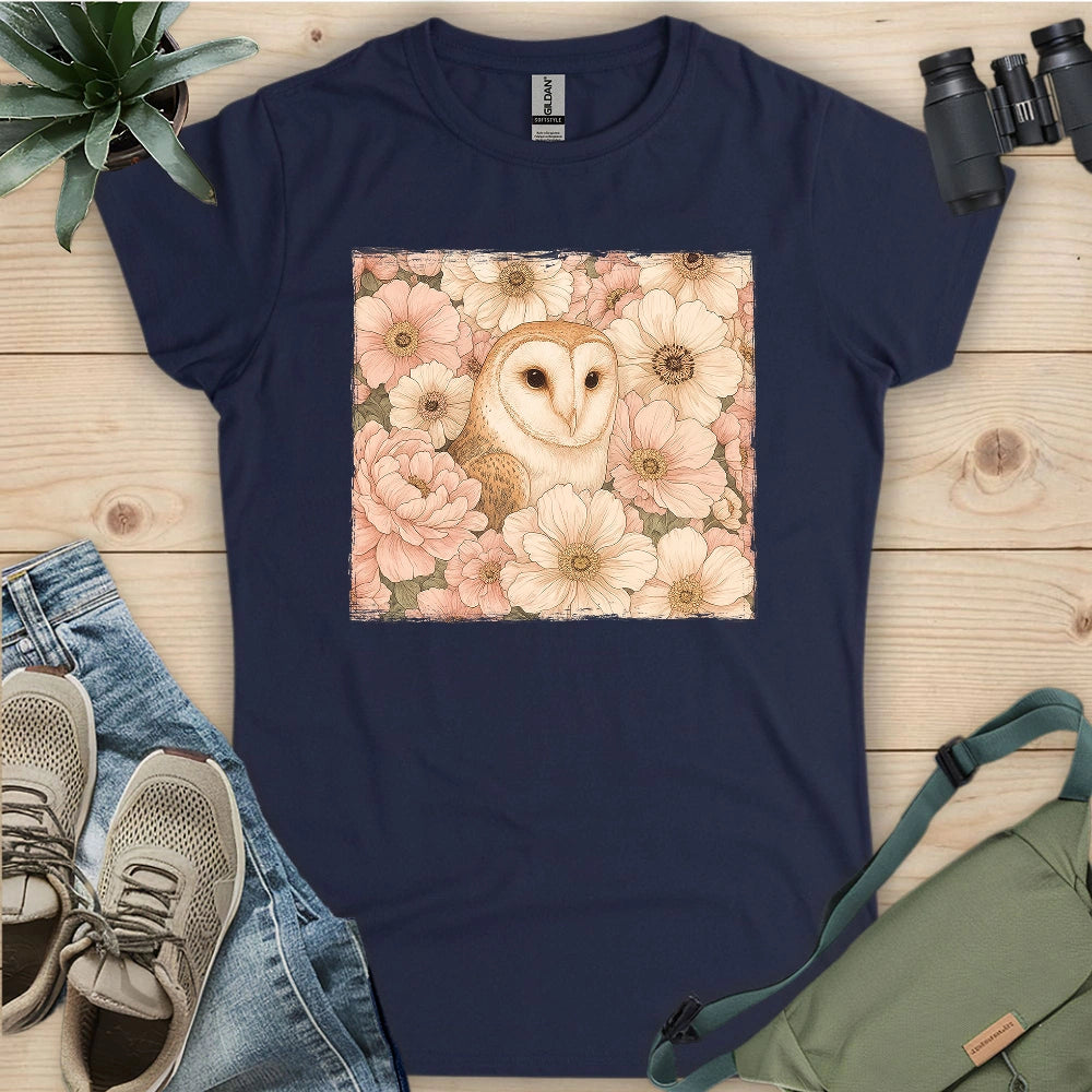 Owl In Flower Field Women's T-shirt