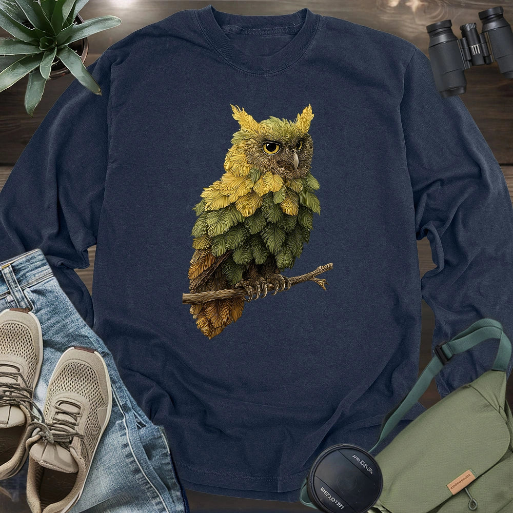 Owl Made By Leaves Long Sleeve T-shirt