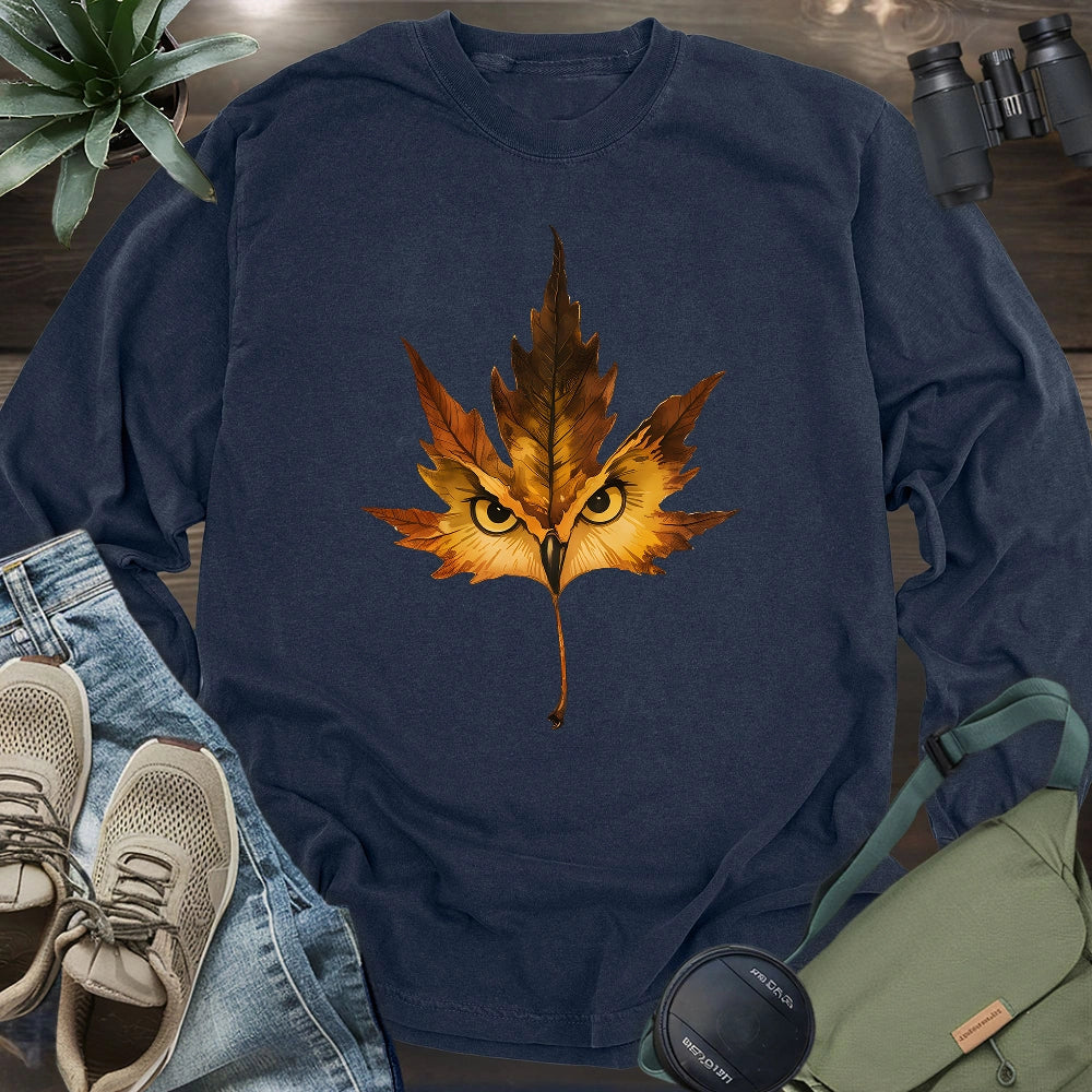 Owl Mapple Leaf Long Sleeve T-shirt