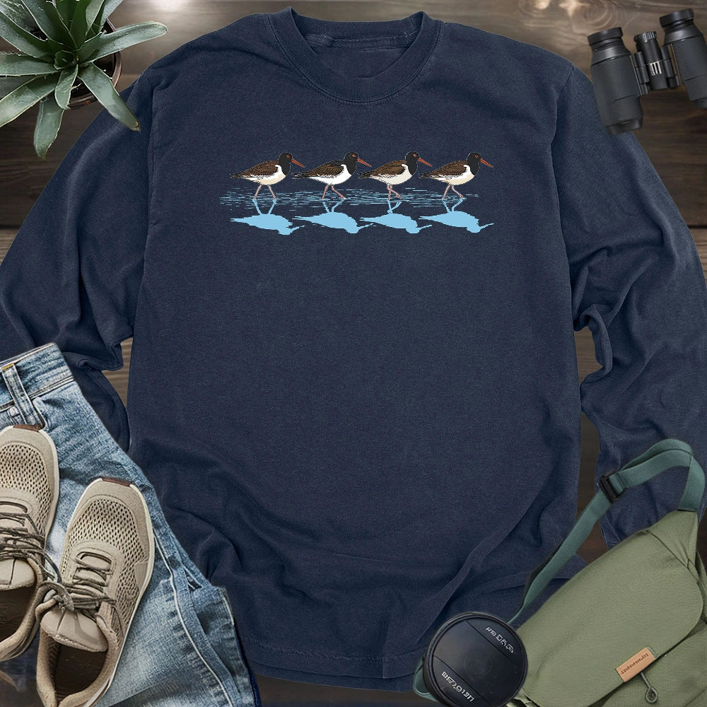 Oystercatchers Walking  Long Sleeve T-shirt