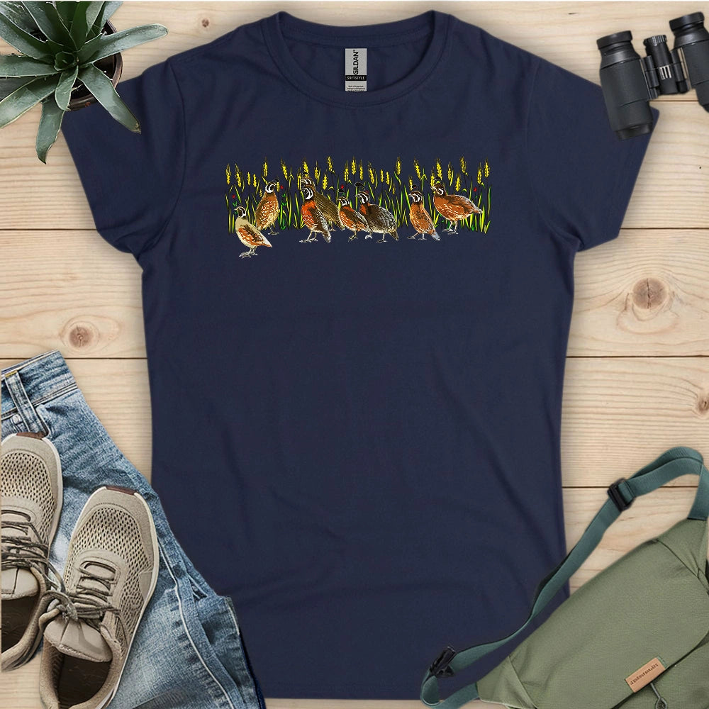 Quails At Wheat Field Women's T-shirt