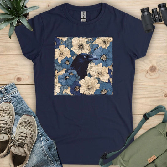 Raven In Flower Field Women's T-shirt