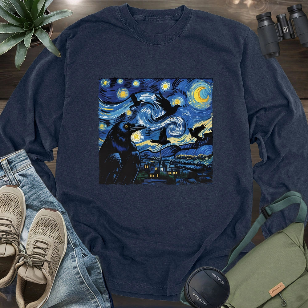 Raven Starry Night Long Sleeve T-shirt