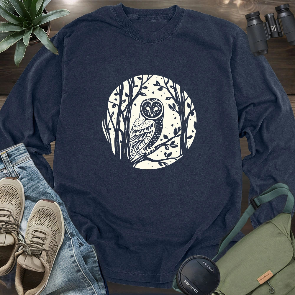 Simple Winter Barn Owl Long Sleeve T-shirt