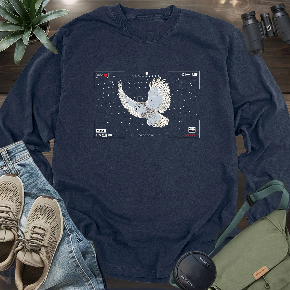 Snowy Owl In Snow Long Sleeve T-shirt