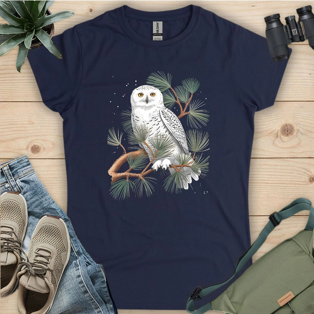Snowy Owl On Coniferous Tree Women's T-shirt