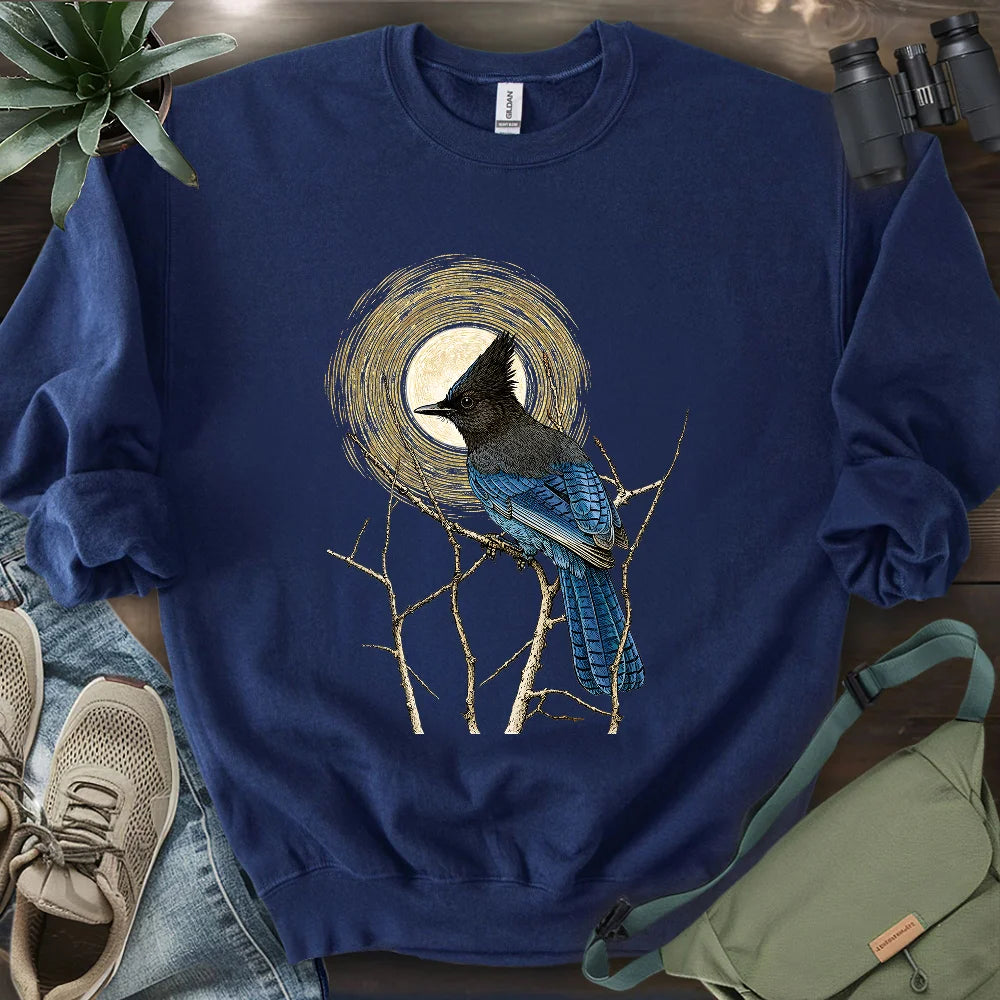 Steller's Jay Under Forest Moonlight Sweatshirt