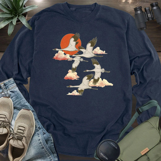 Twilight Whooping Cranes Long Sleeve T-shirt