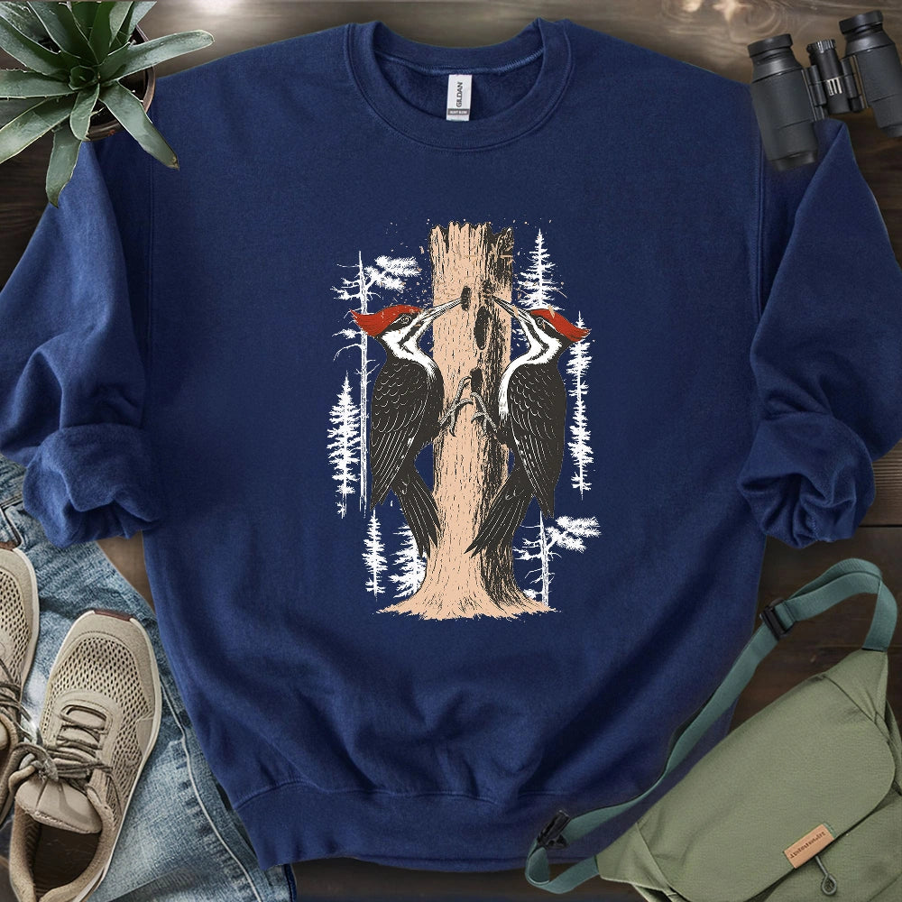 Twin Woodpeckers Drumming Sweatshirt