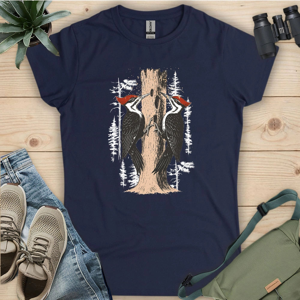 Twin Woodpeckers Drumming Women's T-shirt