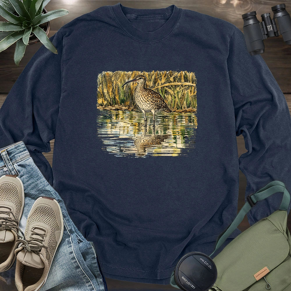 Whimbrel Shadow On Water Long Sleeve T-shirt