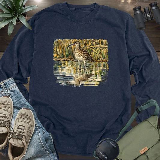 Whimbrel Shadow On Water Long Sleeve T-shirt