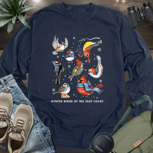 Winter Birds Of East Coast Long Sleeve T-shirt