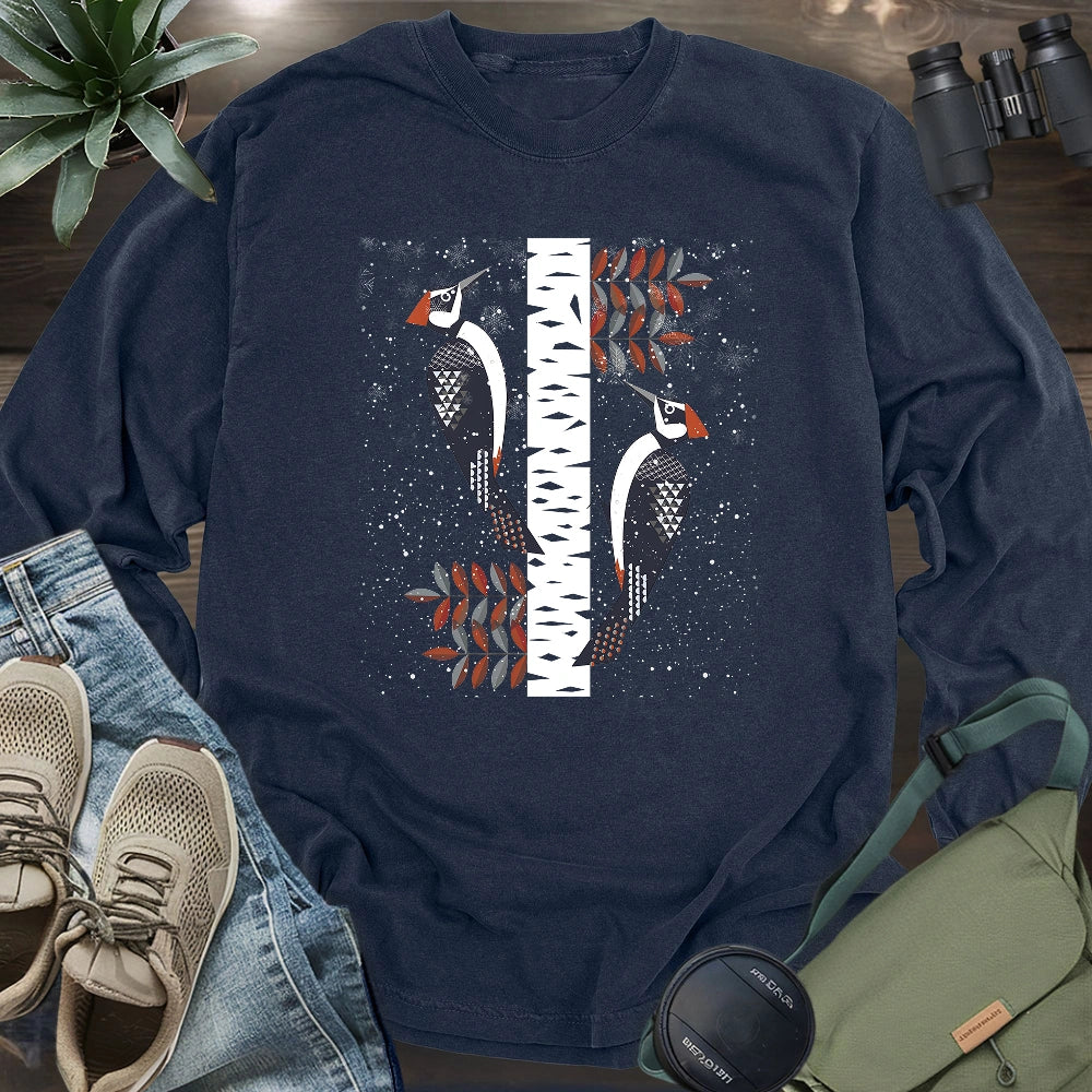 Winter Woodpeckers Long Sleeve T-shirt