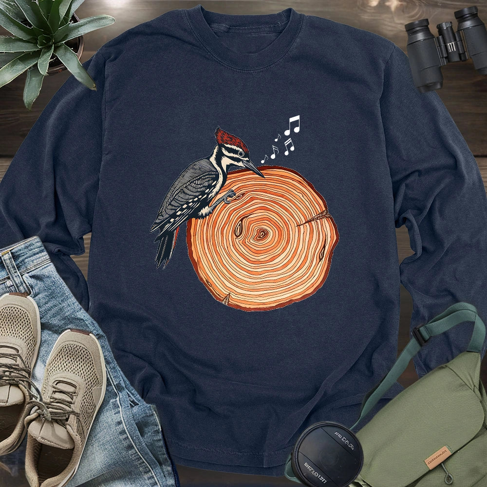 Woodpecker Playing Vinyl Long Sleeve T-shirt