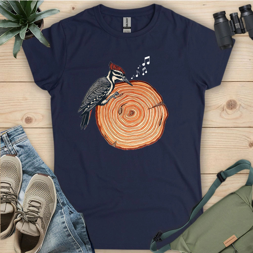 Woodpecker Playing Vinyl Women's T-shirt