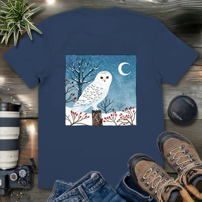 Snowy Owl At Midnight 2 Side T-shirt