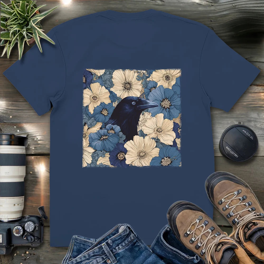 Raven In Flower Field 2 Side T-shirt