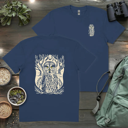 Great Grey Owl Linocut 2 Side T-shirt