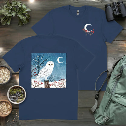 Snowy Owl At Midnight 2 Side T-shirt