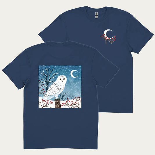 Snowy Owl At Midnight 2 Side T-shirt