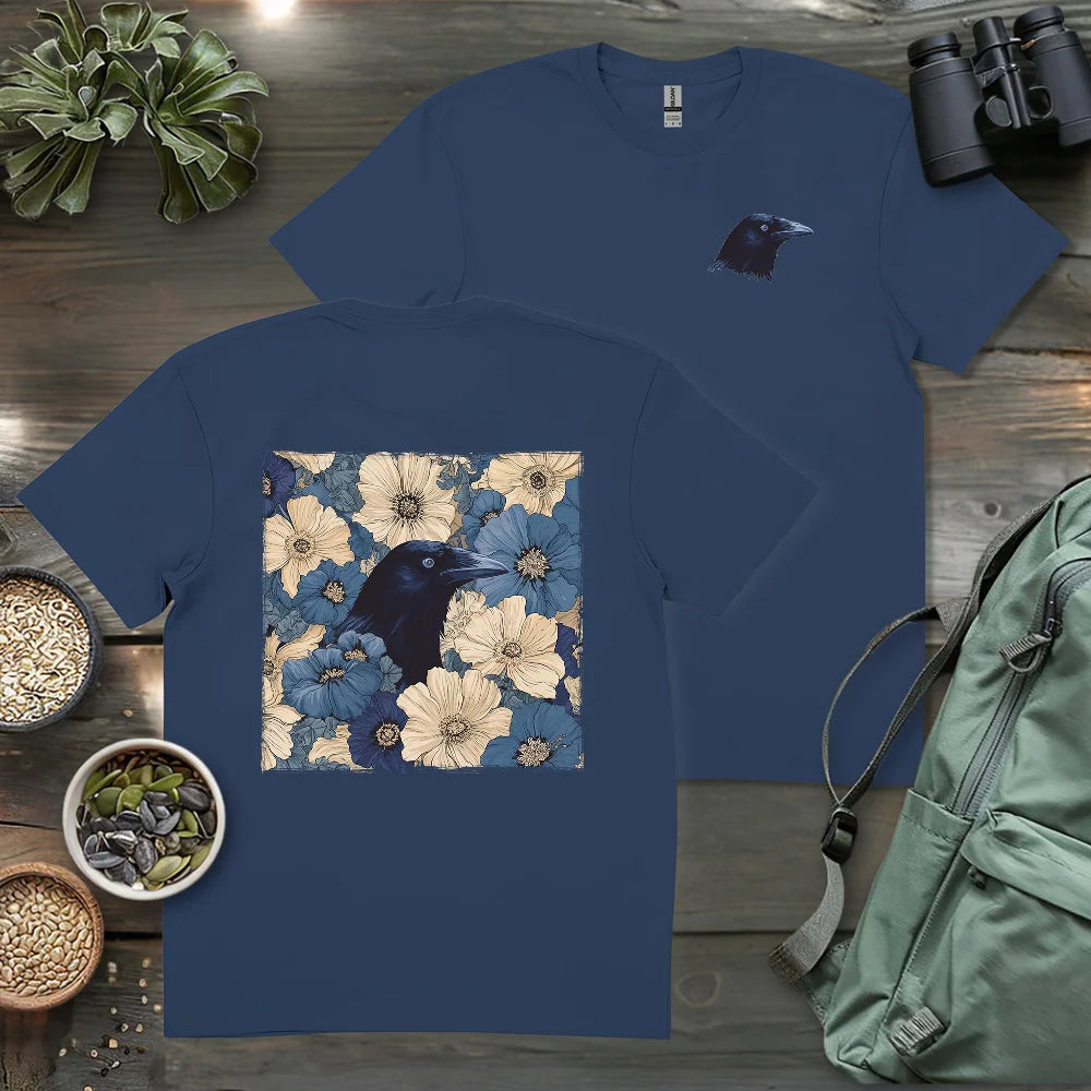 Raven In Flower Field 2 Side T-shirt