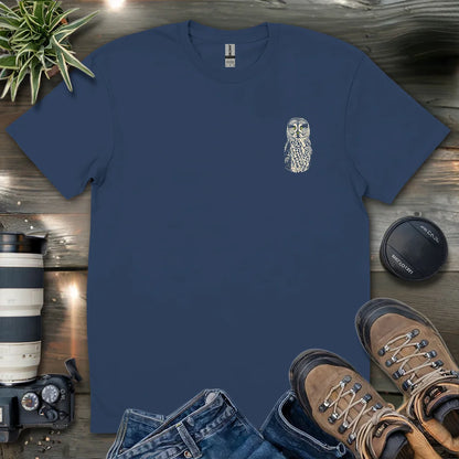 Great Grey Owl Linocut 2 Side T-shirt