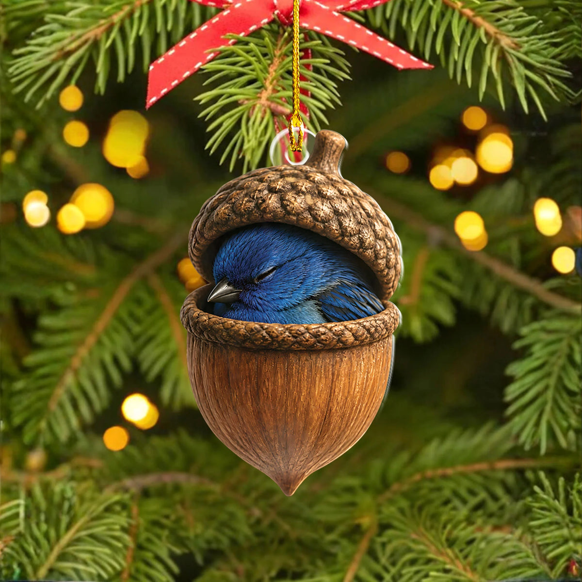Indigo Bunting Sleeping Ornament