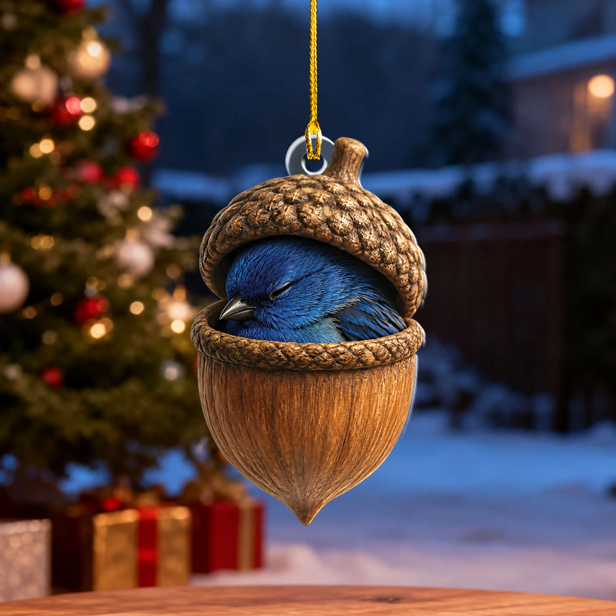 Indigo Bunting Sleeping Ornament