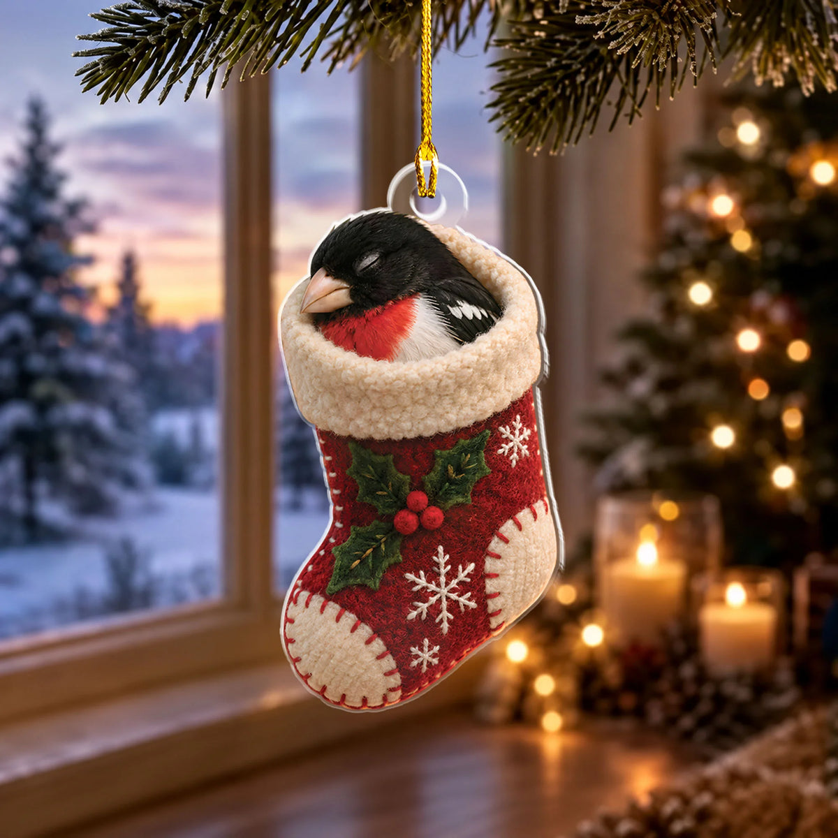 Rose-Breasted Grosbeak Sleeping Ornament