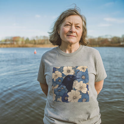 Raven In Flower Field T-shirt