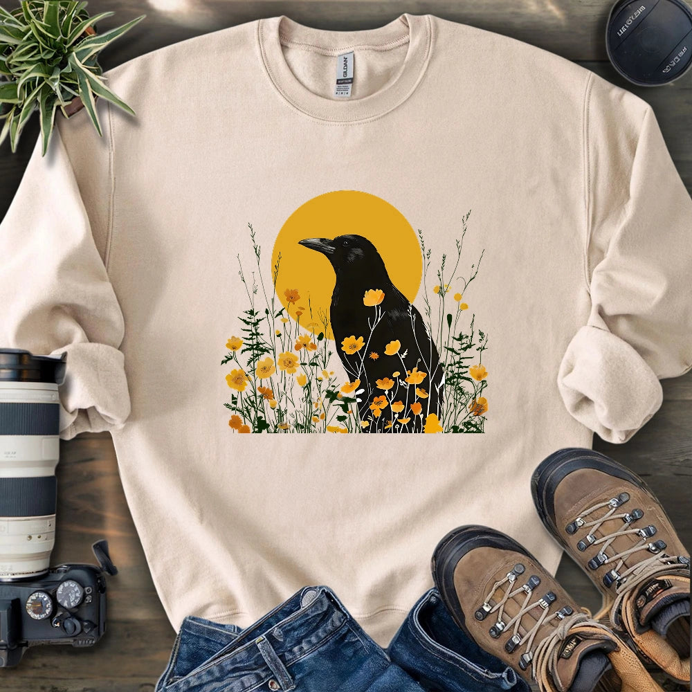 American Crow With Poppies Sweatshirt