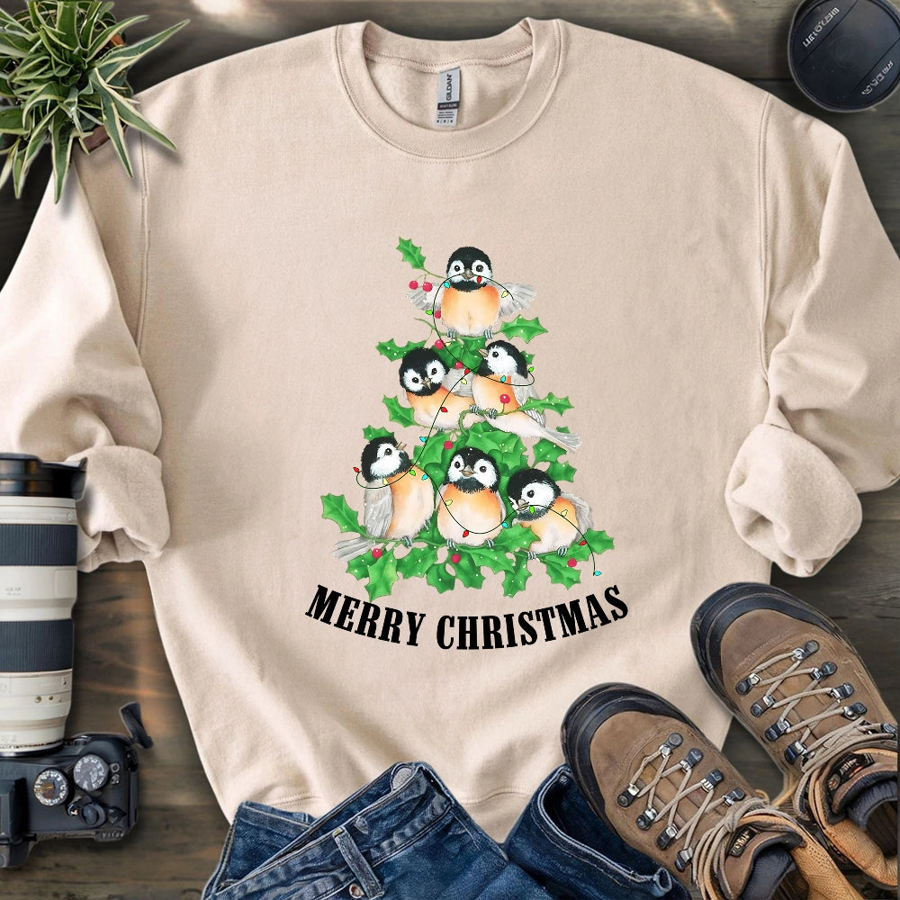 Chickadee Christmas Tree Sweatshirt