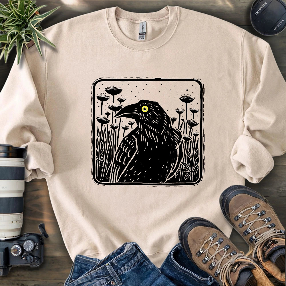 Floral Crow Silhouette Sweatshirt