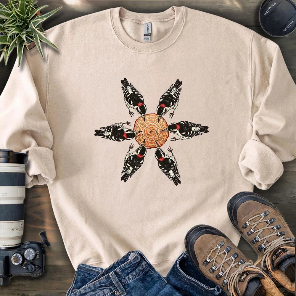 Flower Made Of Woodpeckers Sweatshirt