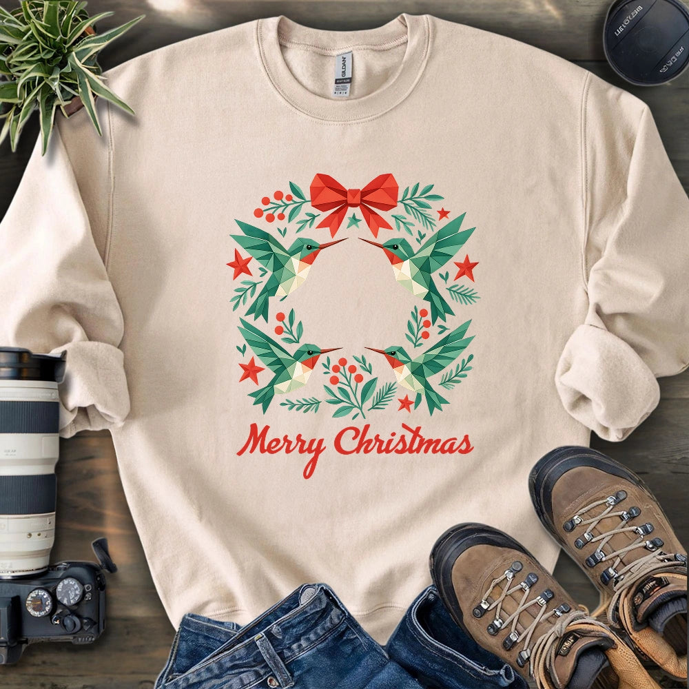 Geometric Hummingbird Wreath Sweatshirt