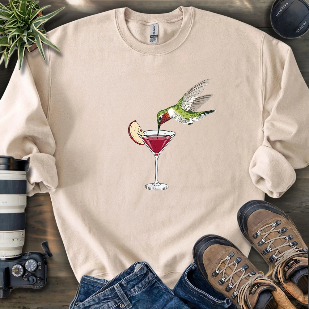 Hummingbird Sipping Cocktail Sweatshirt
