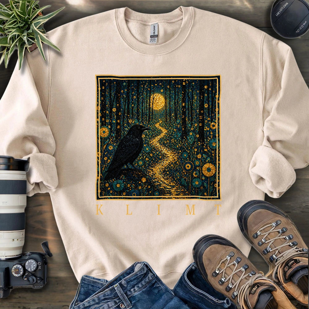 Klimt Crow On Golden Road Sweatshirt