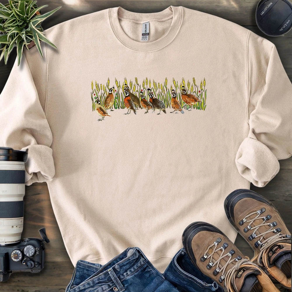 Quails At Wheat Field Sweatshirt
