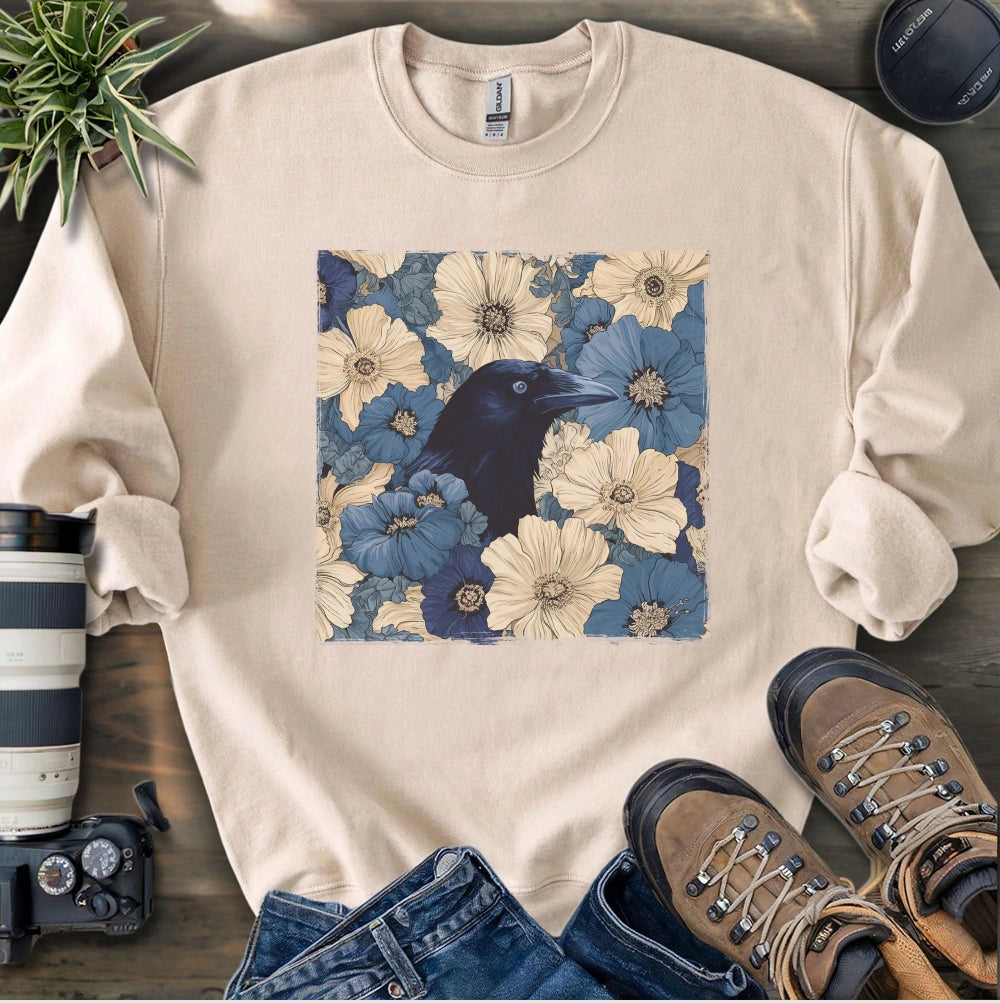 Raven In Flower Field Sweatshirt
