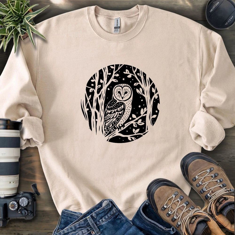 Simple Winter Barn Owl Sweatshirt